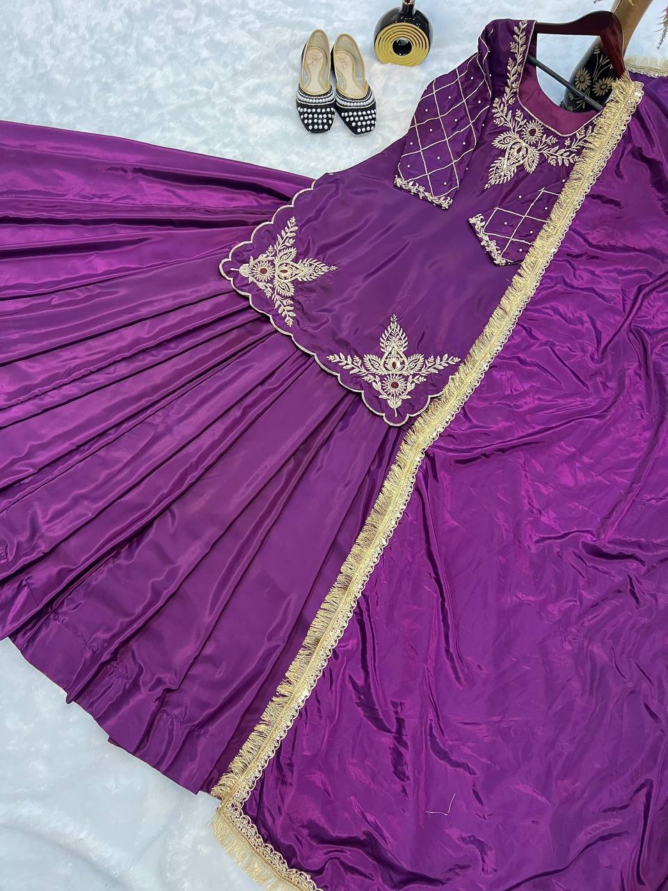 Deep Maroon Heritage Flared Silhouette